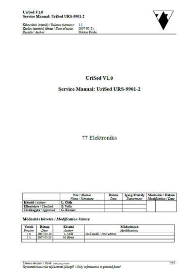 Сервисная инструкция Service manual на UriSed v1.0 [77 Elektronika]
