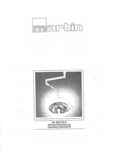 Инструкция по применению и обслуживанию User and Service manual на Светильник ML-500,700 N [KLS Martin]