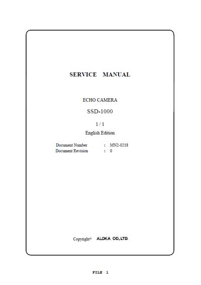 Сервисная инструкция, Service manual на Диагностика-УЗИ SSD-1000 (Rev. 0)