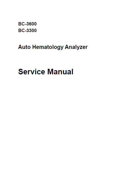 Сервисная инструкция, Service manual на Анализаторы BC-3300, BC-3600