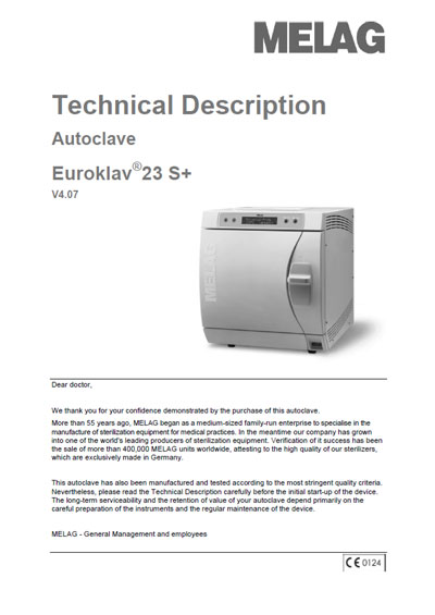 Техническое описание Technical description на Автоклав Euroklav 23 S+ V4.07 [Melag]