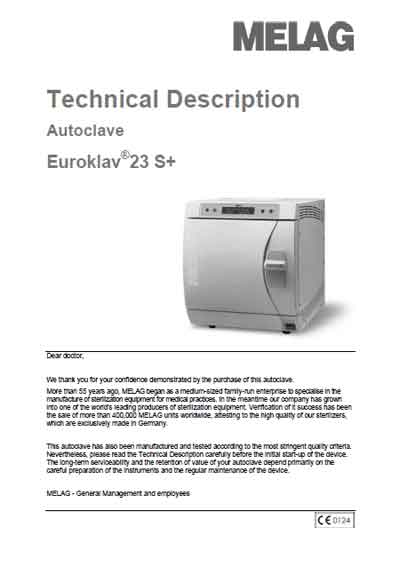 Техническое описание, Technical description на Стерилизаторы Автоклав Euroklav 23 S+ V3.34
