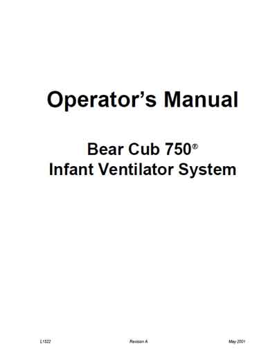 Инструкция оператора Operator manual на BEAR CUB 750 [Viasys]