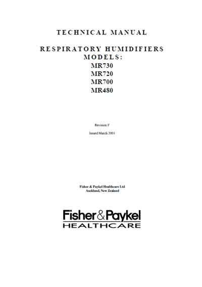 Техническая документация Technical Documentation/Manual на Увлажнитель дыхательных смесей MR 700, 720, 730, 480 [Fisher&Paykel]
