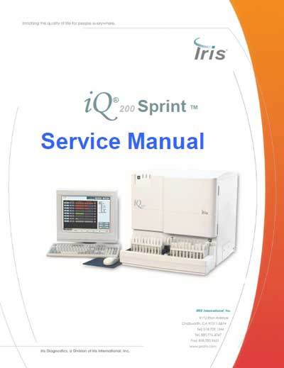 Сервисная инструкция Service manual на Автоматическая система уроанализа iQ-200 Sprint (Iris Diagnostics) [---]