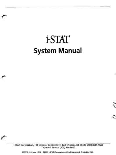 Техническая документация, Technical Documentation/Manual на Анализаторы i-STAT System manual