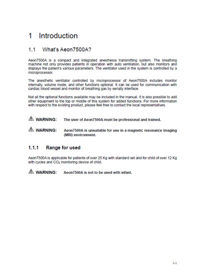 Инструкция пользователя, User manual на ИВЛ-Анестезия Aeon 7500A