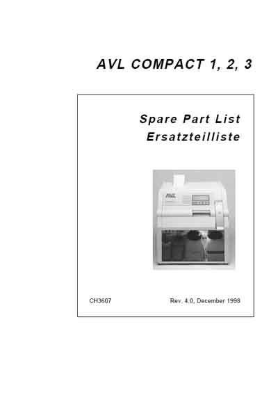 Каталог (элементов, запчастей и пр.), Catalogue, Spare Parts list на Анализаторы Compact 1,2,3 Spare part list