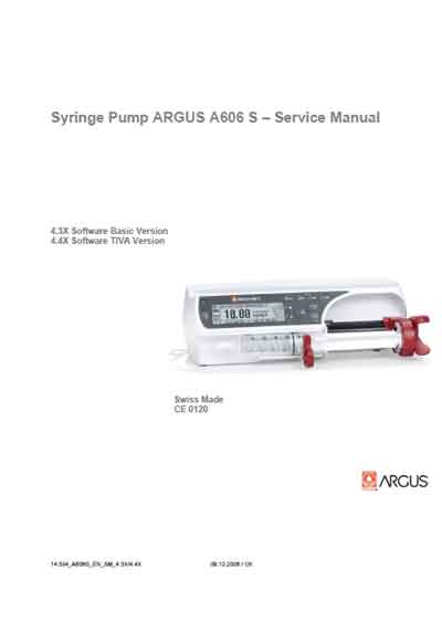 Сервисная инструкция Service manual на Инфузомат A606 S [Argus]