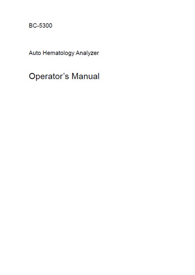 Инструкция оператора, Operator manual на Анализаторы BC-5300 (v1.0)