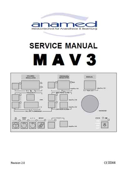 Сервисная инструкция, Service manual на ИВЛ-Анестезия MAV 3 (Anamed)
