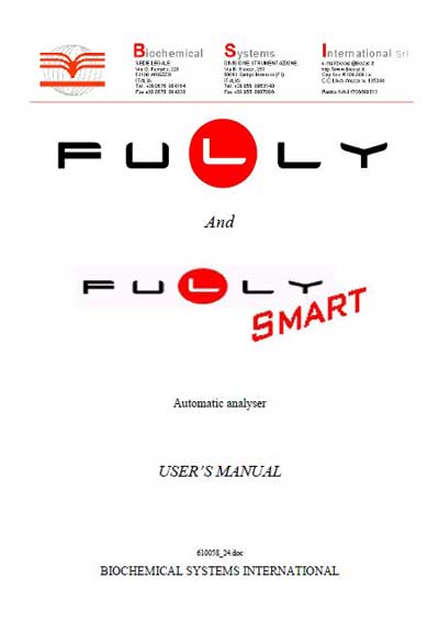 Инструкция пользователя, User manual на Анализаторы FULLY and FULLY SMART (BSI)