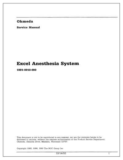 Сервисная инструкция, Service manual на ИВЛ-Анестезия Excel