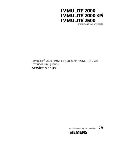 Сервисная инструкция Service manual на Immulite 2000, 2000XPI, 2500 [Siemens]