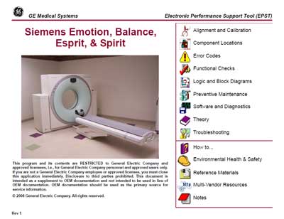 Техническая документация Technical Documentation/Manual на Emotion, Balance, Espit, Spirit [Siemens]