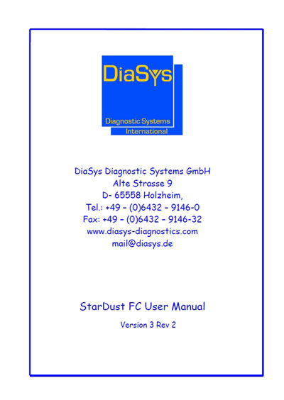 Инструкция пользователя User manual на StarDust FC [Diasys]