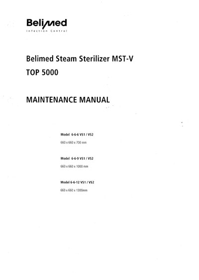 Инструкция по техническому обслуживанию, Maintenance Instruction на Стерилизаторы MST-V 6-6-6,9,12 (Belimed)