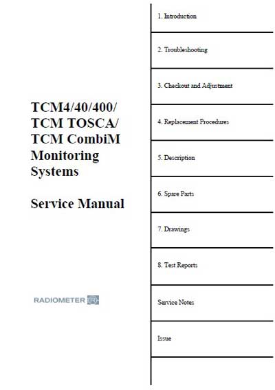 Сервисная инструкция, Service manual на Мониторы TCM 4, 40, 400, TOSCA, CombiM