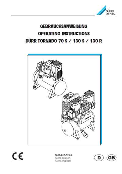 Инструкция по эксплуатации Operation (Instruction) manual на Компрессор Tornado 70 S, 130 S, 130 R [Durr Dental]
