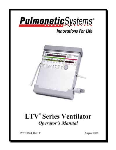 Инструкция оператора, Operator manual на ИВЛ-Анестезия LTV серии Pulmonetic System