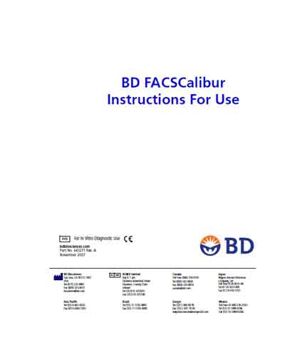 Инструкция пользователя User manual на Цитофлуориметр BD FACSCalibur [Becton Dickinson]