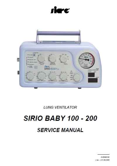 Сервисная инструкция, Service manual на ИВЛ-Анестезия Sirio Baby