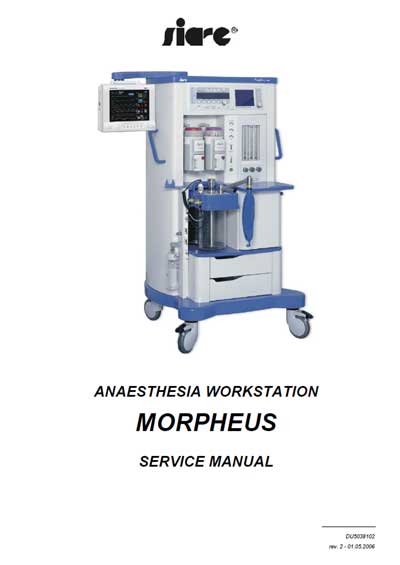Сервисная инструкция, Service manual на ИВЛ-Анестезия Анестезиологическая система Morpheus