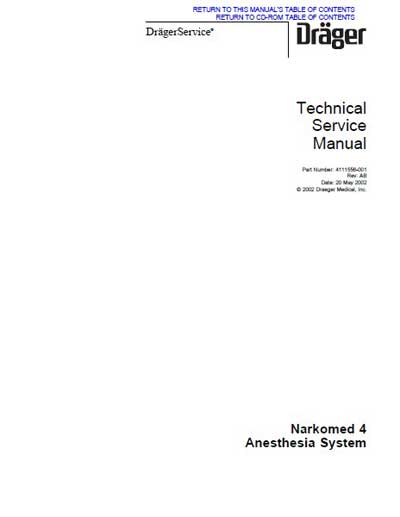 Сервисная инструкция, Service manual на ИВЛ-Анестезия Narkomed 4