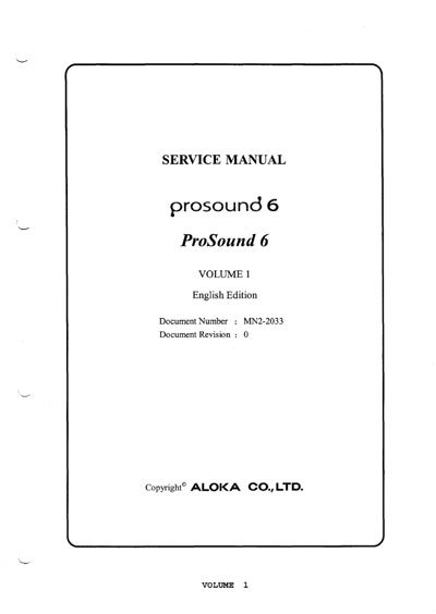 Сервисная инструкция, Service manual на Диагностика-УЗИ ProSound 6