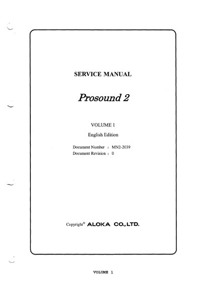 Сервисная инструкция, Service manual на Диагностика-УЗИ ProSound 2