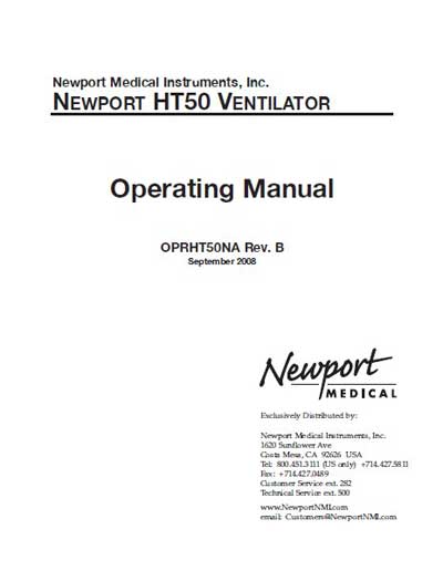 Инструкция по эксплуатации, Operation (Instruction) manual на ИВЛ-Анестезия HT50