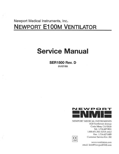 Сервисная инструкция, Service manual на ИВЛ-Анестезия E100M (Section 1...6)