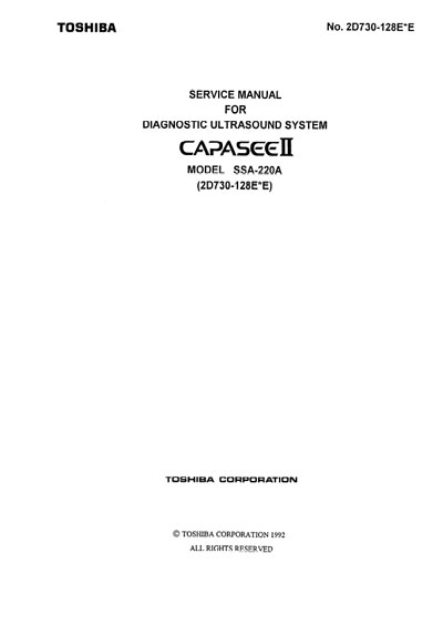 Сервисная инструкция, Service manual на Диагностика-УЗИ SSA-220A Capasee II