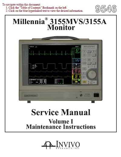 Сервисная инструкция Service manual на Millennia 3155MVS, 3155A Volume 1 [Invivo]