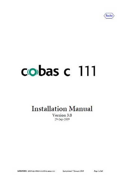 Инструкция по монтажу Installation instructions на Cobas c111 [Roche]
