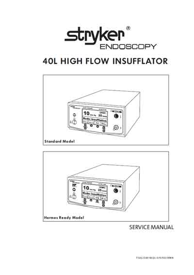 Сервисная инструкция Service manual на Инсуффлятор 40L High Flow Insufflator [Stryker]