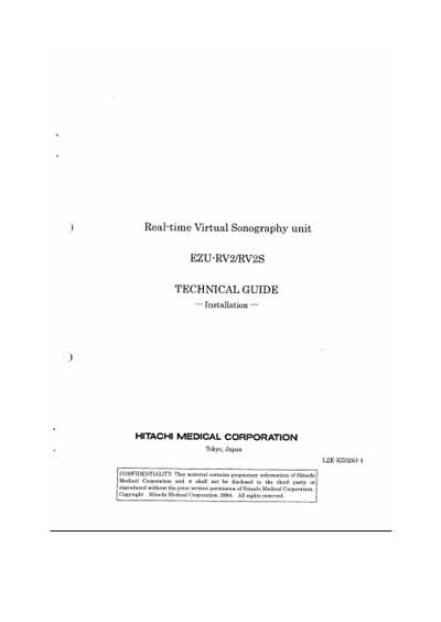 Техническая документация Technical Documentation/Manual на EUB-8500 EZU-RV2RV2S Installation [Hitachi]
