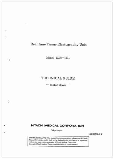 Техническая документация, Technical Documentation/Manual на Диагностика-УЗИ EUB-8500 EZU-TE1 Installation