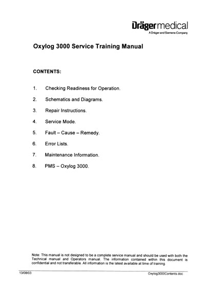 Инструкция по обслуживанию и ремонту, Adjustment instructions на ИВЛ-Анестезия Oxylog 3000 - Training Manual