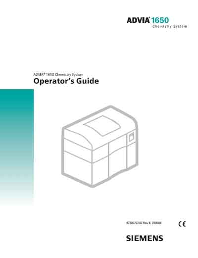 Инструкция по эксплуатации Operation (Instruction) manual на Advia 1650 [Siemens]
