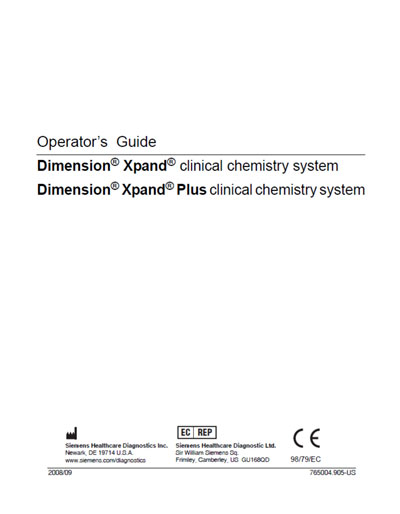 Руководство оператора, Operators Guide на Анализаторы Dimension Xpand, Xpand Plus