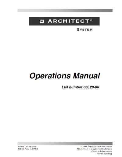 Инструкция по эксплуатации Operation (Instruction) manual на Architect (June, 2005) [Abbott]