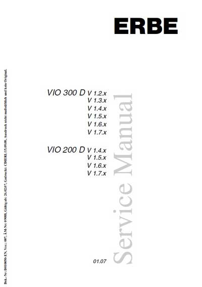 Сервисная инструкция Service manual на VIO 300 D, VIO 200 D [Erbe]