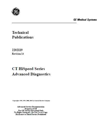 Техническая документация, Technical Documentation/Manual на Томограф CT HiSpeed - Advanced Diagnostics