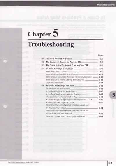Инструкция пользователя, User manual на Рентген-Принтер Drypix 4000 - Charter 5 Troubleshooting