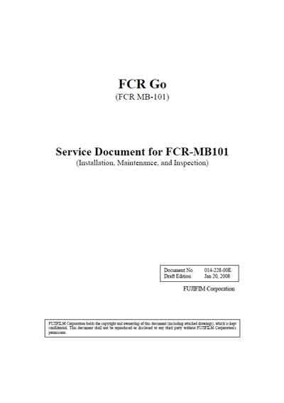 Инструкция по монтажу и обслуживанию, Installation and Maintenance Guide на Рентген FCR Go (FCR-MB101)