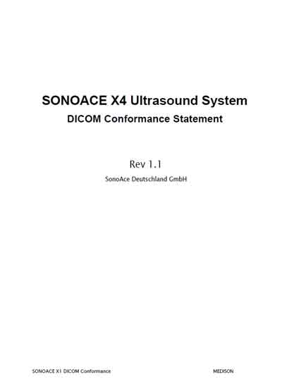 Техническая документация, Technical Documentation/Manual на Диагностика-УЗИ SonoAce X4 DICOM Conformance Statement Rev 1.1