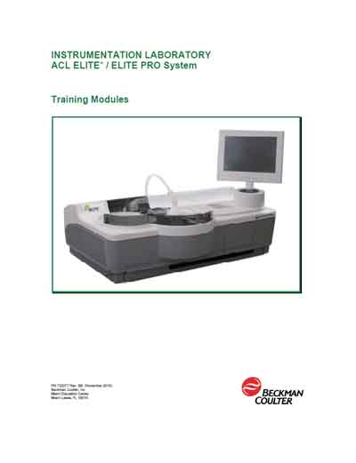 Техническая документация Technical Documentation/Manual на ACL Elite - Elite Pro System (Training Modules) [Beckman Coulter]