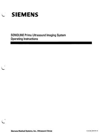 Инструкция по эксплуатации Operation (Instruction) manual на Sonoline Prima [Siemens]