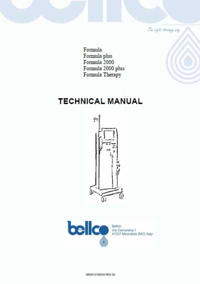 Техническая документация, Technical Documentation/Manual на Гемодиализ Formula (F plus, F 2000, F 2000 plus, F Therap) (Bellco)